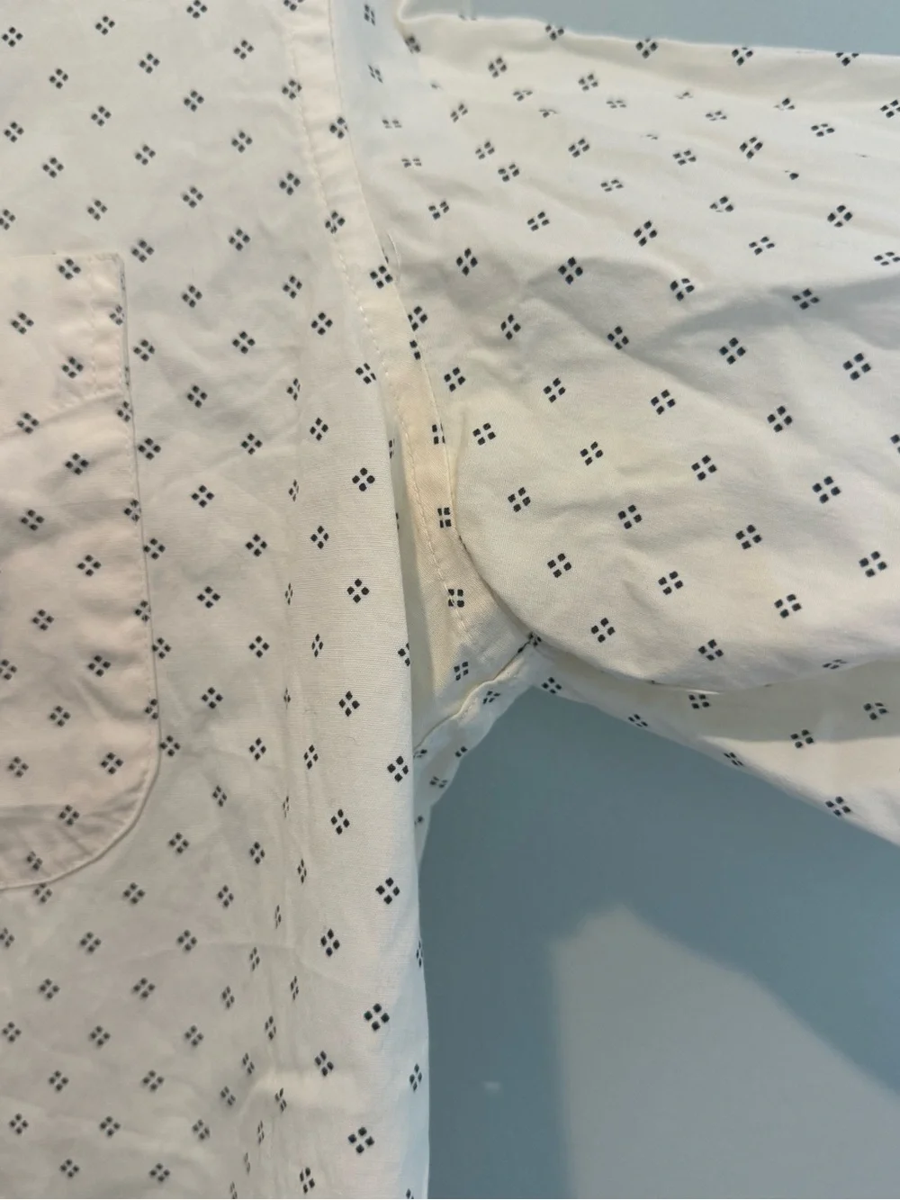 J. Crew White Button-Down Shirt with Small Navy Print